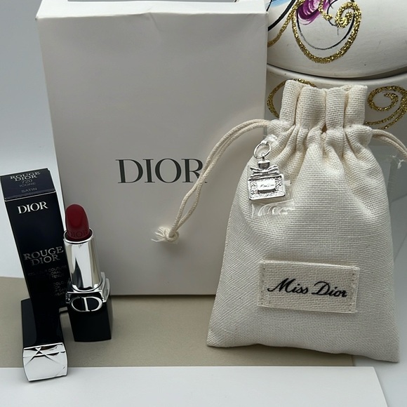 Dior Other - Dior Lipstick Travel 720 Icone Satin & Miss Dior Charm On Dust Bag & A Card NWOT